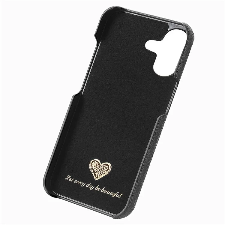 Y5 Per Iphone 16 Plus Case Litchi Texture in Pelle+copertina Telefonica Slim Tpu - Nero