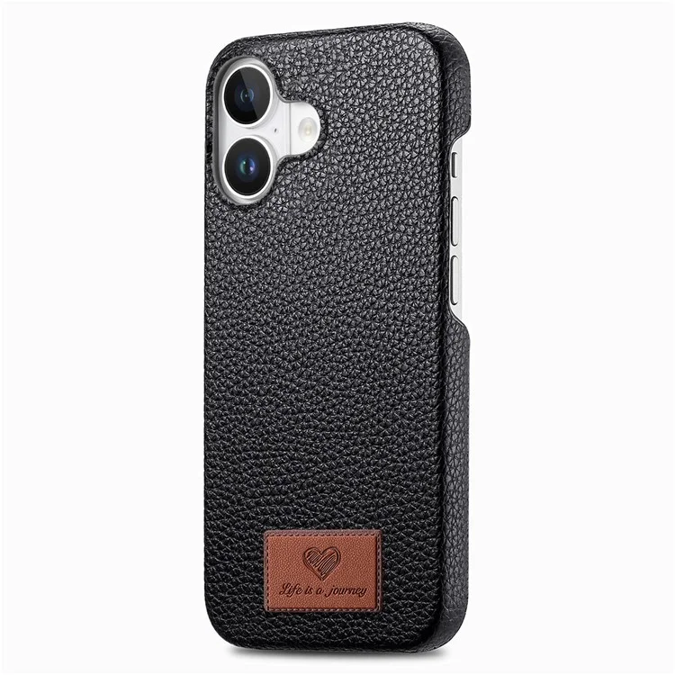 Y5 Per Iphone 16 Plus Case Litchi Texture in Pelle+copertina Telefonica Slim Tpu - Nero