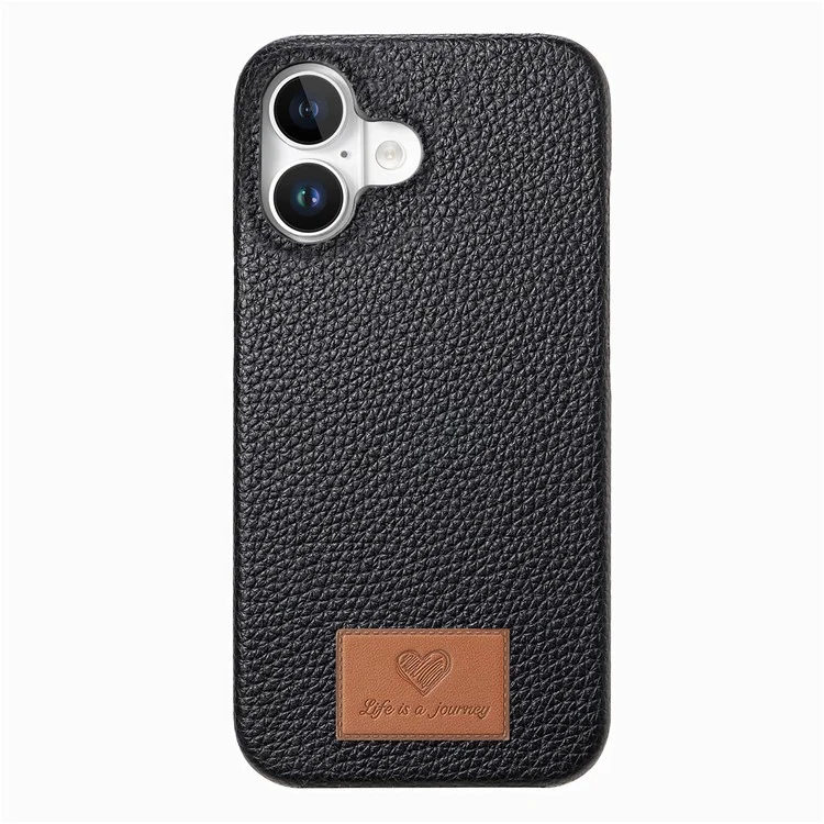 Y5 Per Iphone 16 Plus Case Litchi Texture in Pelle+copertina Telefonica Slim Tpu - Nero