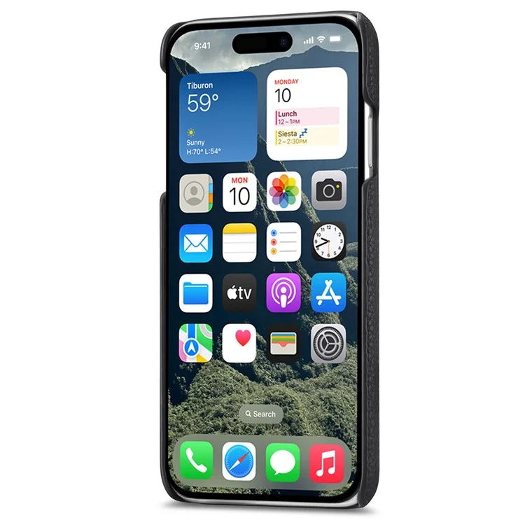 Y5 Per Iphone 16 Plus Case Litchi Texture in Pelle+copertina Telefonica Slim Tpu - Nero