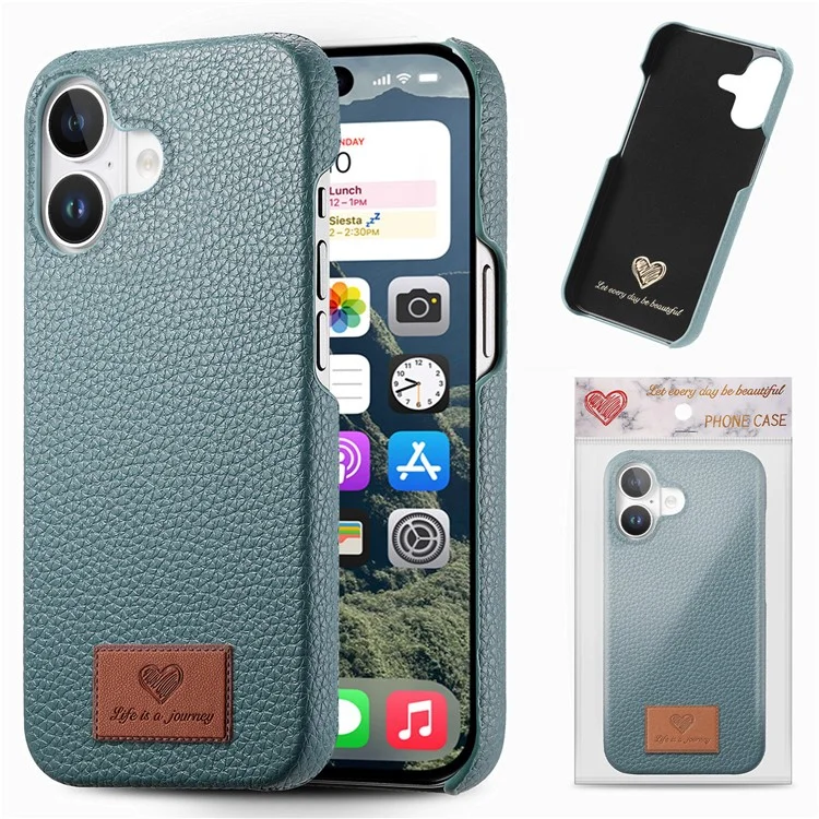 Y5 Für Iphone 16 Hülle Litchi Textur Leder+tpu Slim Telefonabdeckung - Babyblau