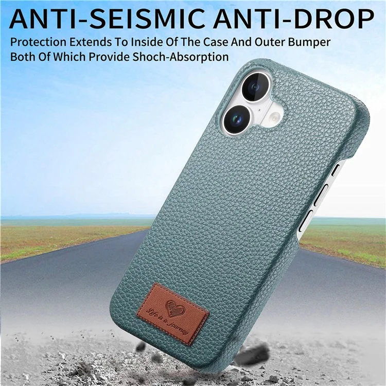 Y5 Für Iphone 16 Hülle Litchi Textur Leder+tpu Slim Telefonabdeckung - Babyblau