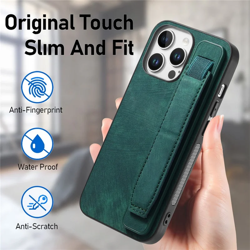 D11 Для Iphone 16 Pro Max Case Bristant Leather + TPU Phone Cover - Зеленый