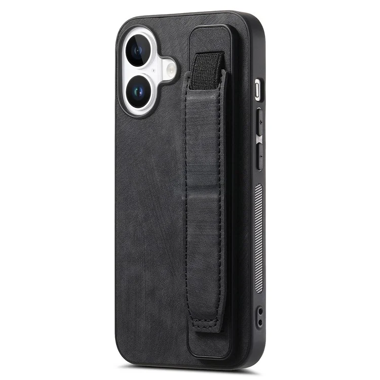 D11 Per Iphone 16 Plus Case Wristband in Pelle + Copertina Del Telefono TPU - Nero