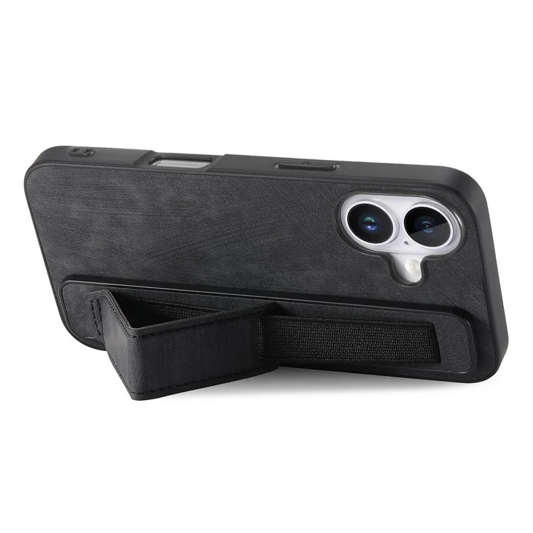D11 Per Iphone 16 Plus Case Wristband in Pelle + Copertina Del Telefono TPU - Nero