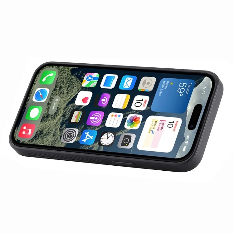 D11 Per Iphone 16 Plus Case Wristband in Pelle + Copertina Del Telefono TPU - Nero