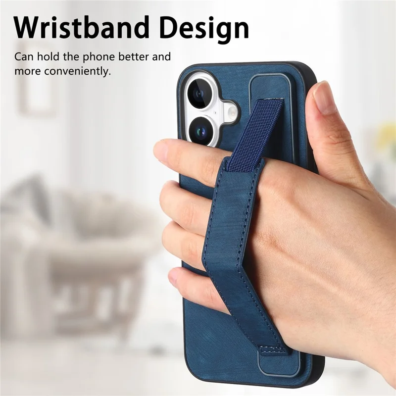 D11 Для Iphone 16 Case Bristant Leather + TPU Phone Cover - Синий