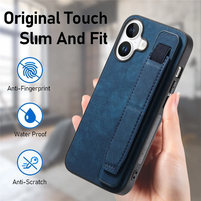 D11 Для Iphone 16 Case Bristant Leather + TPU Phone Cover - Синий