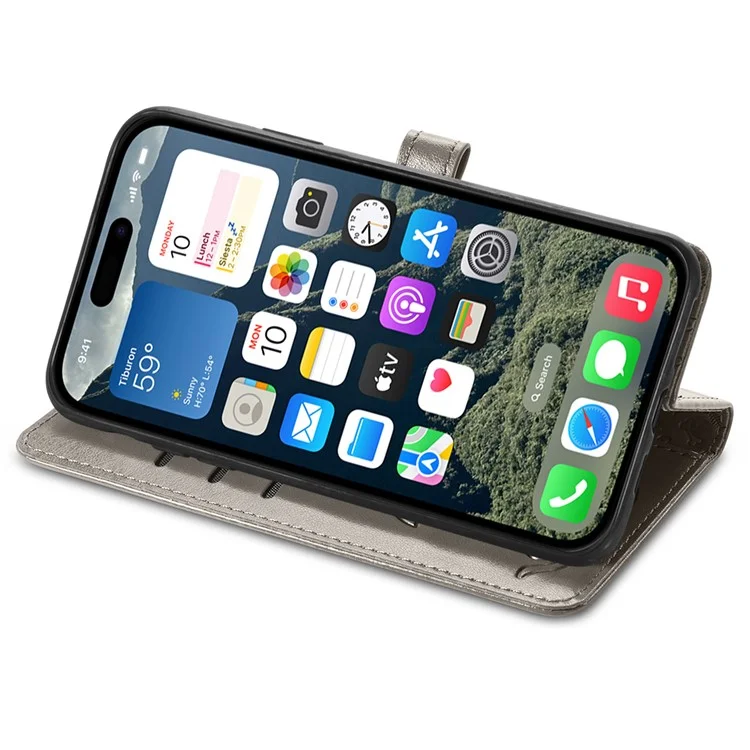 Per Iphone 16 Plus Case Wardlet Flip Cover Flip Cover Cane Cat Dog Pattern - Grigio