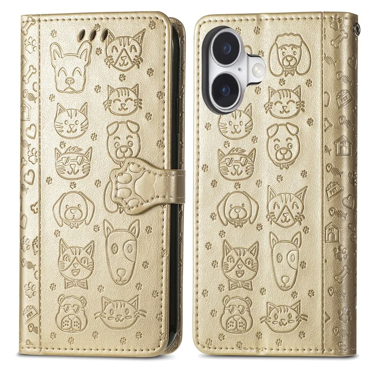Para Iphone 16 Case Capinha de Couro Flip Phone Capa - Ouro