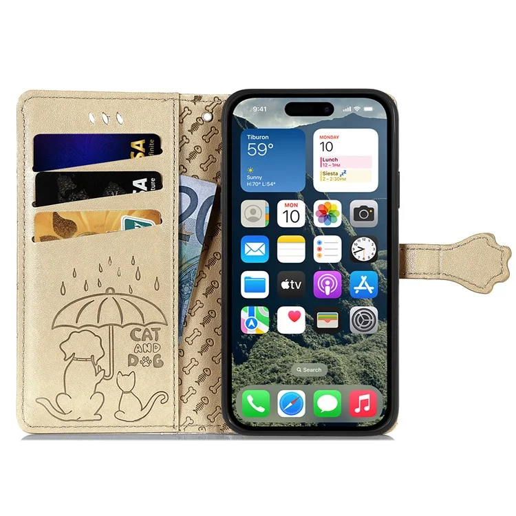 Para Iphone 16 Case Capinha de Couro Flip Phone Capa - Ouro
