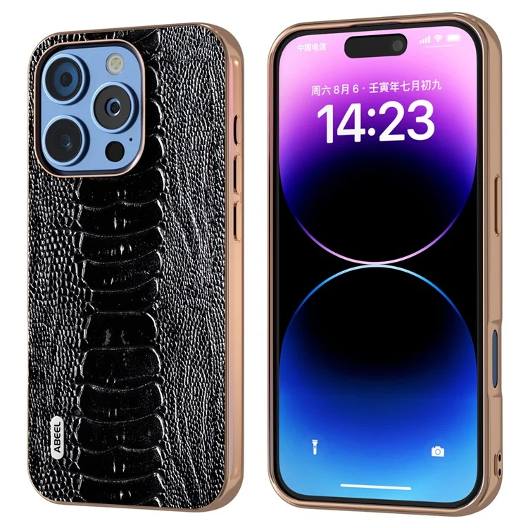 Abeel Para Iphone 16 Pro Max Case Electroplating Edge Textura Cocodile Cooo Cool Coo Coole+tpu+pc Telpular - Negro
