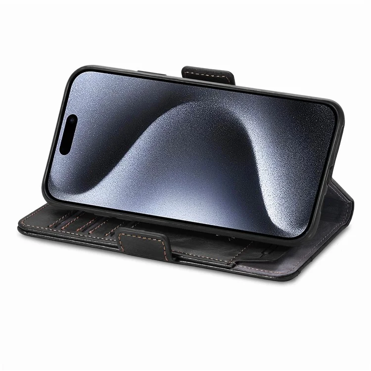 Серия Caseneo 002 Для Iphone 16 Pro Max Case Stand Wallet Splising Cueth Cover - Черный