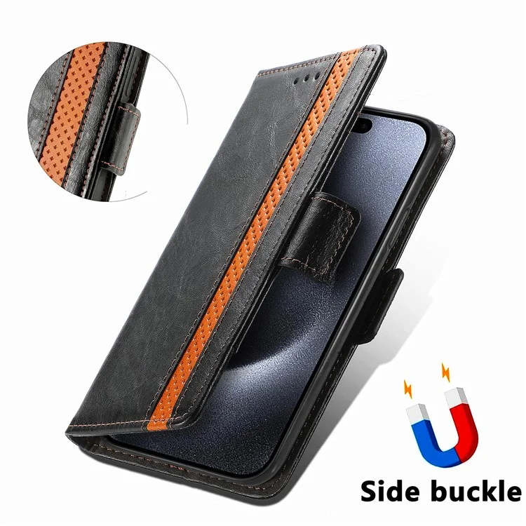 Серия Caseneo 002 Для Iphone 16 Pro Max Case Stand Wallet Splising Cueth Cover - Черный