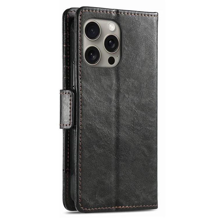 Серия Caseneo 002 Для Iphone 16 Pro Max Case Stand Wallet Splising Cueth Cover - Черный