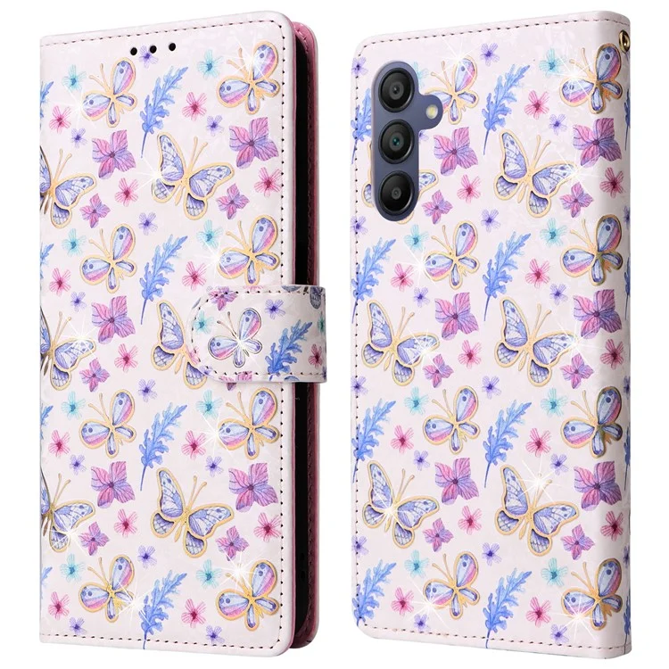 Para Samsung Galaxy A16 5G / A16 4G Case RFID Blocking Flower Leather Phone Cover - Butterfly Flower