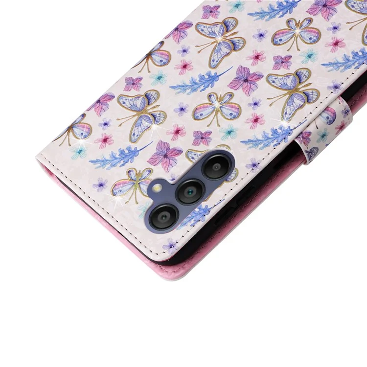 Para Samsung Galaxy A16 5G / A16 4G Case RFID Blocking Flower Leather Phone Cover - Butterfly Flower