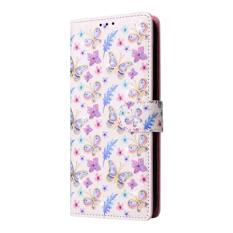 Para Samsung Galaxy A16 5G / A16 4G Case RFID Blocking Flower Leather Phone Cover - Butterfly Flower