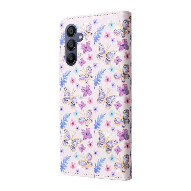 Para Samsung Galaxy A16 5G / A16 4G Case RFID Blocking Flower Leather Phone Cover - Butterfly Flower
