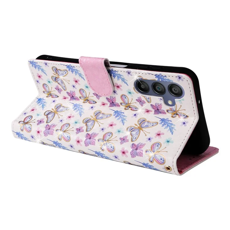 Para Samsung Galaxy A16 5G / A16 4G Case RFID Blocking Flower Leather Phone Cover - Butterfly Flower