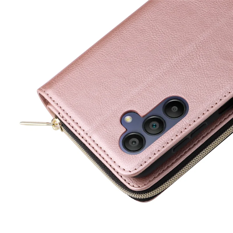 Para Samsung Galaxy A16 Case Pocker Pock pu pu Teléfono de Cuero Con Correa Para la Mano - Oro Rosa