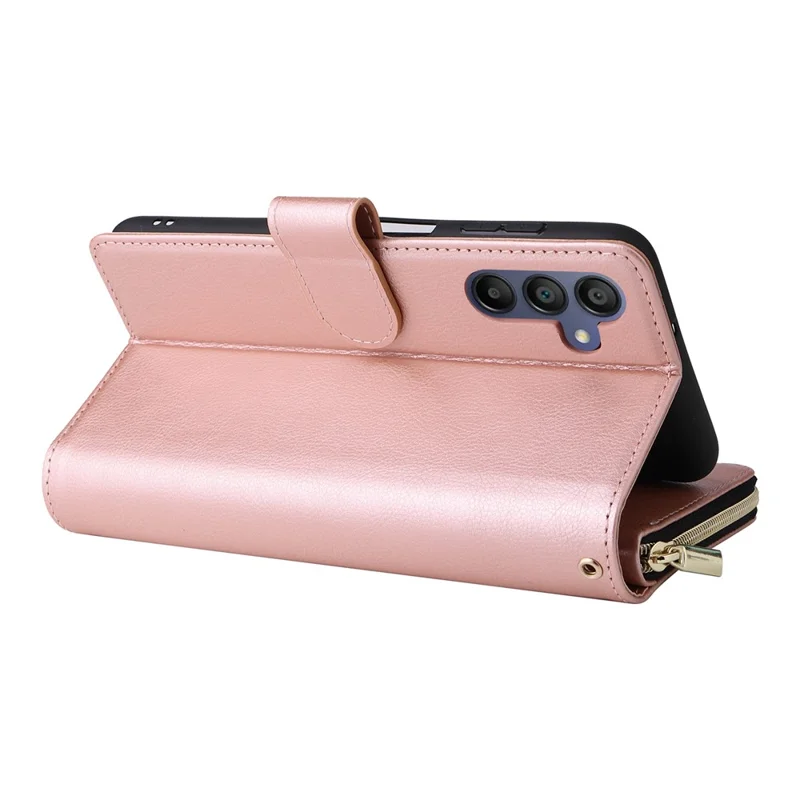 Para Samsung Galaxy A16 Case Pocker Pock pu pu Teléfono de Cuero Con Correa Para la Mano - Oro Rosa