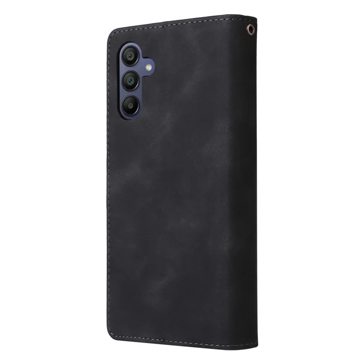Para Samsung Galaxy A16 5G / A16 4G Case Zipper Wallet Multiple Card Slots Leather Phone Cover - Black
