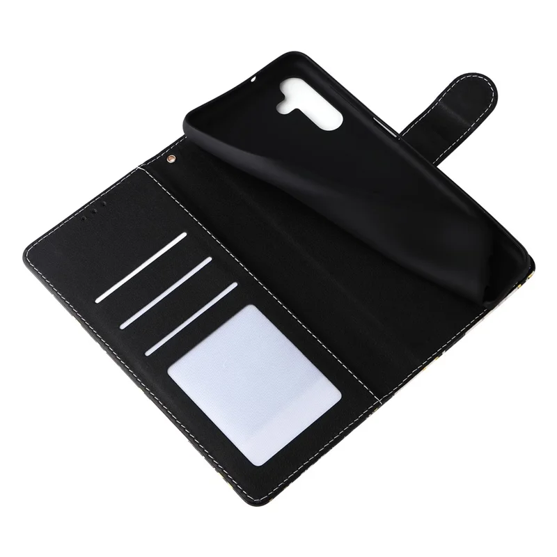 For Samsung Galaxy A16 5G / A16 4G Case Lacquered Marble Pattern Leather Phone Cover - Black