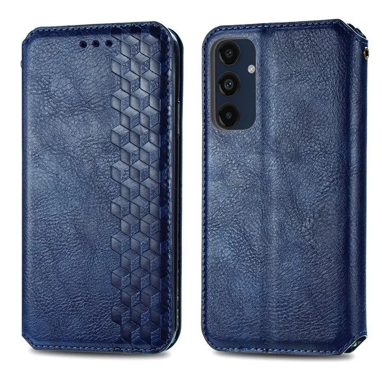 Para Samsung Galaxy A16 5G / A16 4G Case Rhombus Imprint PU Leather Wallet Phone Cover - Azul