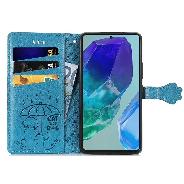 Para Samsung Galaxy A16 Case Flip Telephip Cover Patrón de Perro Lindo Gato Patrón - Azul
