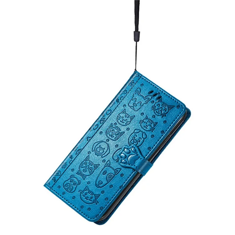 Para Samsung Galaxy A16 Case Flip Telephip Cover Patrón de Perro Lindo Gato Patrón - Azul