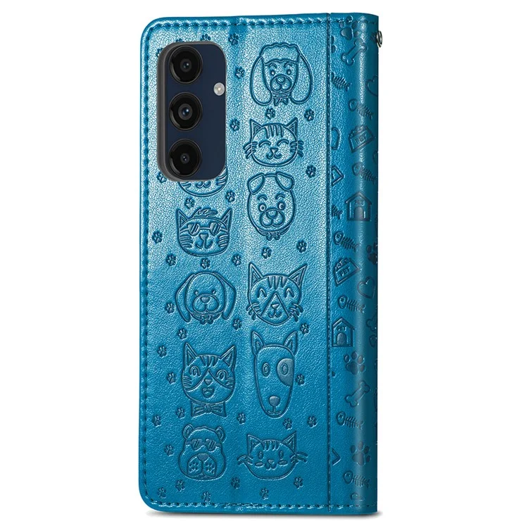 Para Samsung Galaxy A16 Case Flip Telephip Cover Patrón de Perro Lindo Gato Patrón - Azul