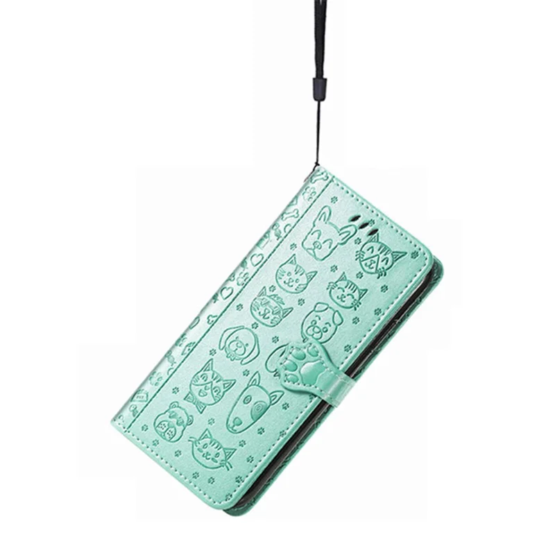 For Samsung Galaxy A16 5G / A16 4G Leather Wallet Case Flip Phone Cover with Cute Cat Dog Pattern - Green