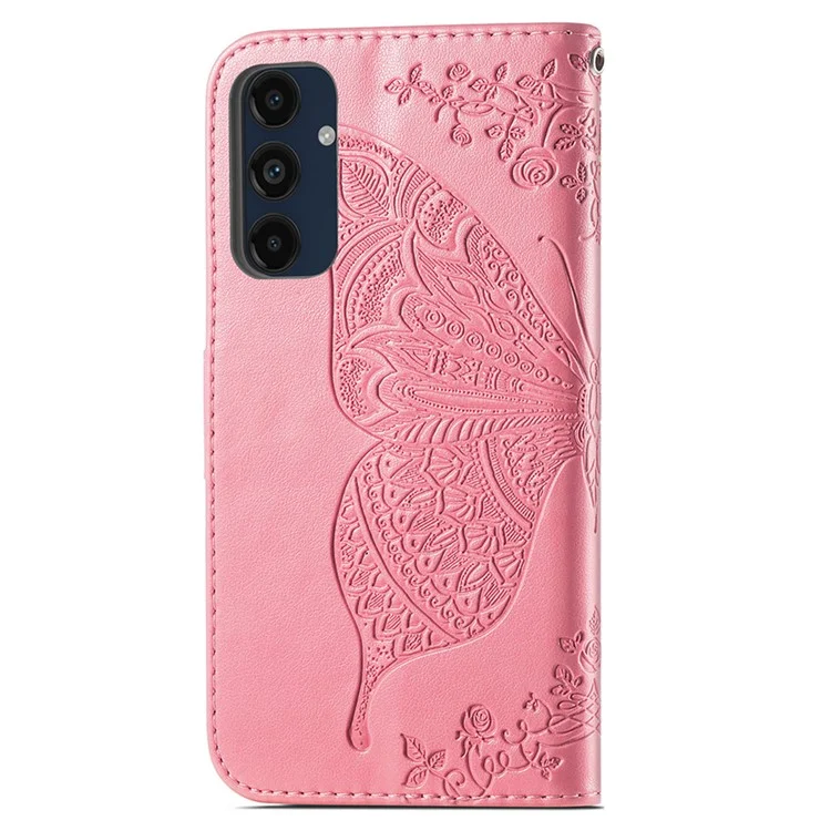 Para Samsung Galaxy A16 5G / A16 4G Funda de Cuero de PU Funda de Teléfono con Estampado de Mariposa - Rosa