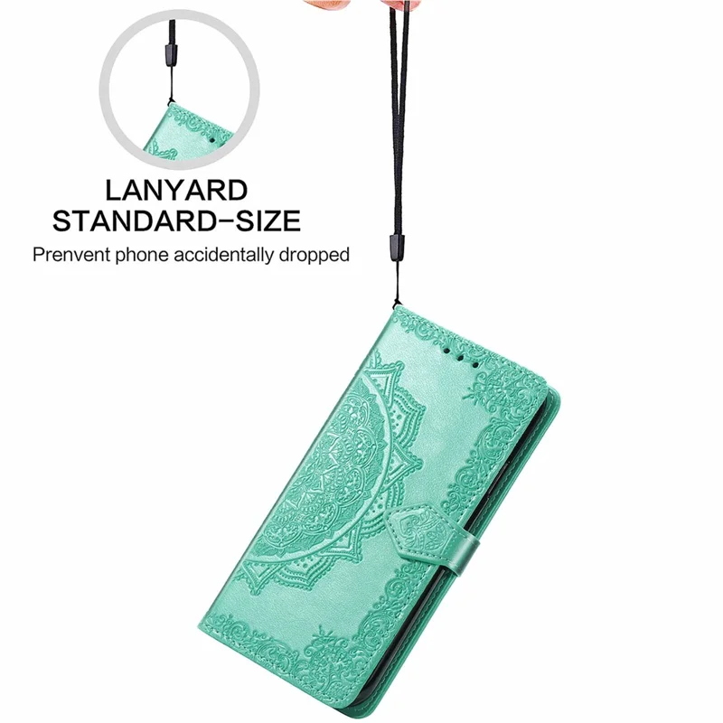 For Samsung Galaxy A16 5G / A16 4G Case Mandala Embossed Design Leather Wallet Phone Cover - Green