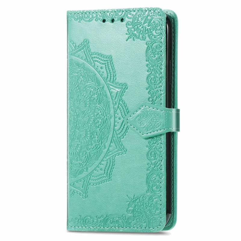 For Samsung Galaxy A16 5G / A16 4G Case Mandala Embossed Design Leather Wallet Phone Cover - Green