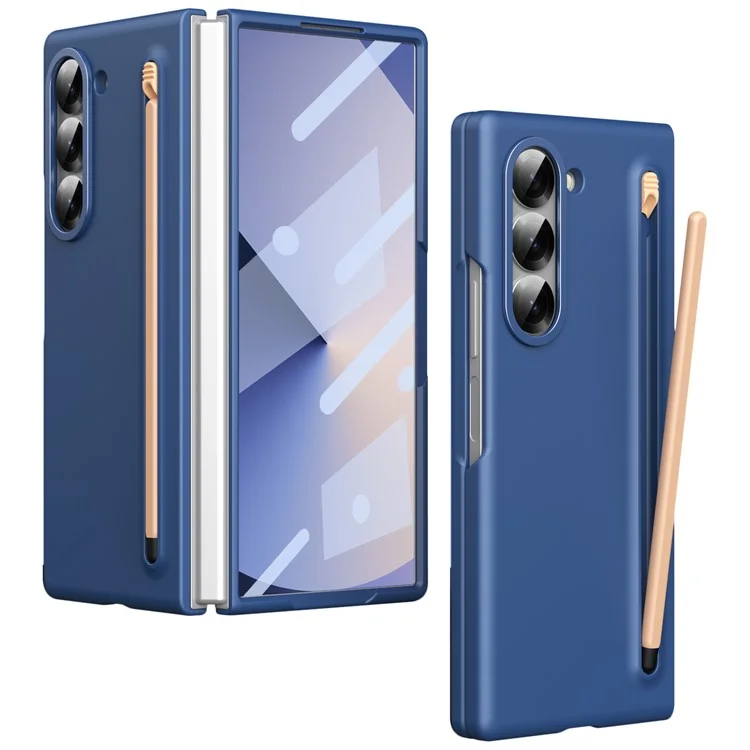 Para Samsung Galaxy Z Fold5 Case 5G Cubierta de Teléfono de PC Duro Con Película de Vidrio Templado y Lápiz - Zafiro