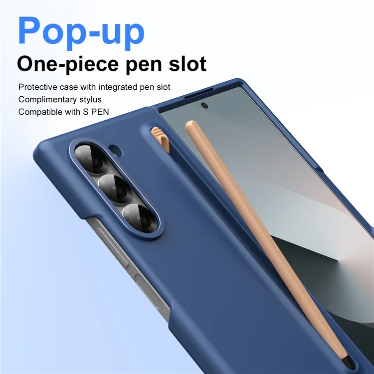Para Samsung Galaxy Z Fold5 Case 5G Cubierta de Teléfono de PC Duro Con Película de Vidrio Templado y Lápiz - Zafiro