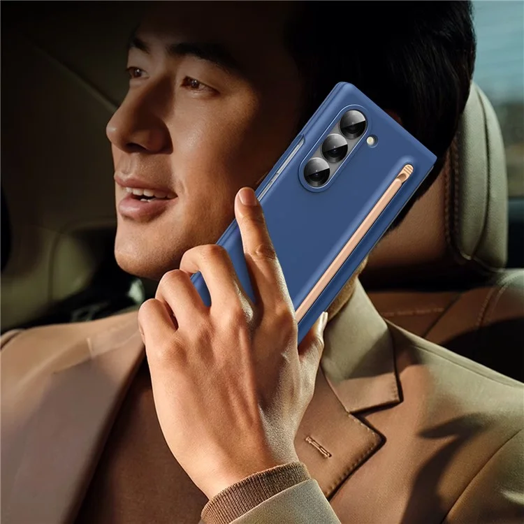 Para Samsung Galaxy Z Fold5 Case 5G Cubierta de Teléfono de PC Duro Con Película de Vidrio Templado y Lápiz - Zafiro