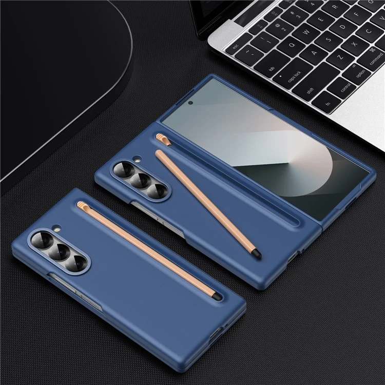 Para Samsung Galaxy Z Fold5 Case 5G Cubierta de Teléfono de PC Duro Con Película de Vidrio Templado y Lápiz - Zafiro