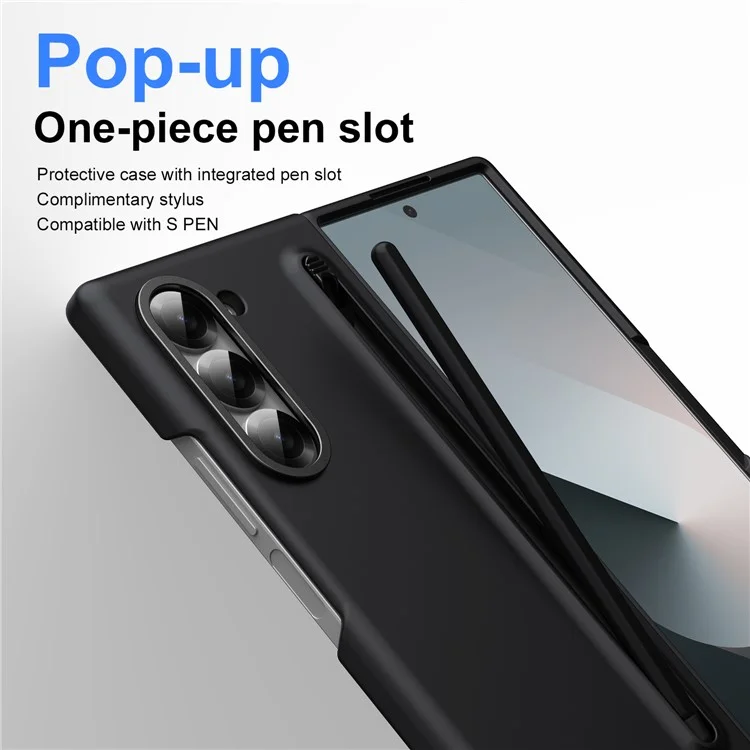 Per Samsung Galaxy Z Fold6 Copertura Per PC PC Hard Case Con Pellicola in Vetro Temperato e Stilo - Nero