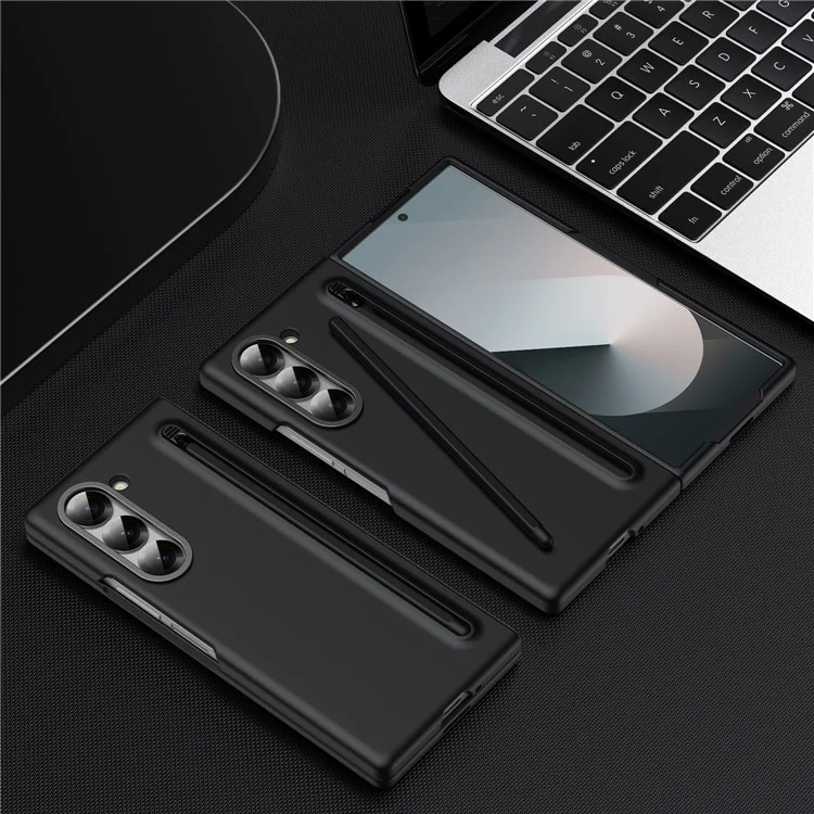 Per Samsung Galaxy Z Fold6 Copertura Per PC PC Hard Case Con Pellicola in Vetro Temperato e Stilo - Nero