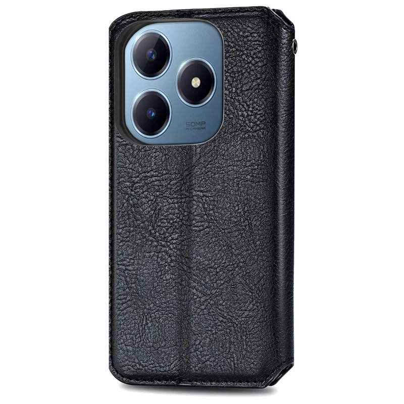 For Realme Note 60x 4G / C63 4G / C61 4G PU Leather Case Rhombus Imprint Wallet Stand Phone Cover - Black