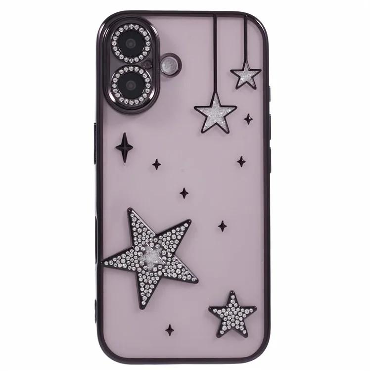 Für Das Iphone 16 Plus Case 3D Blingstars Elektrieren TPU Clear Phone Case - Schwarz