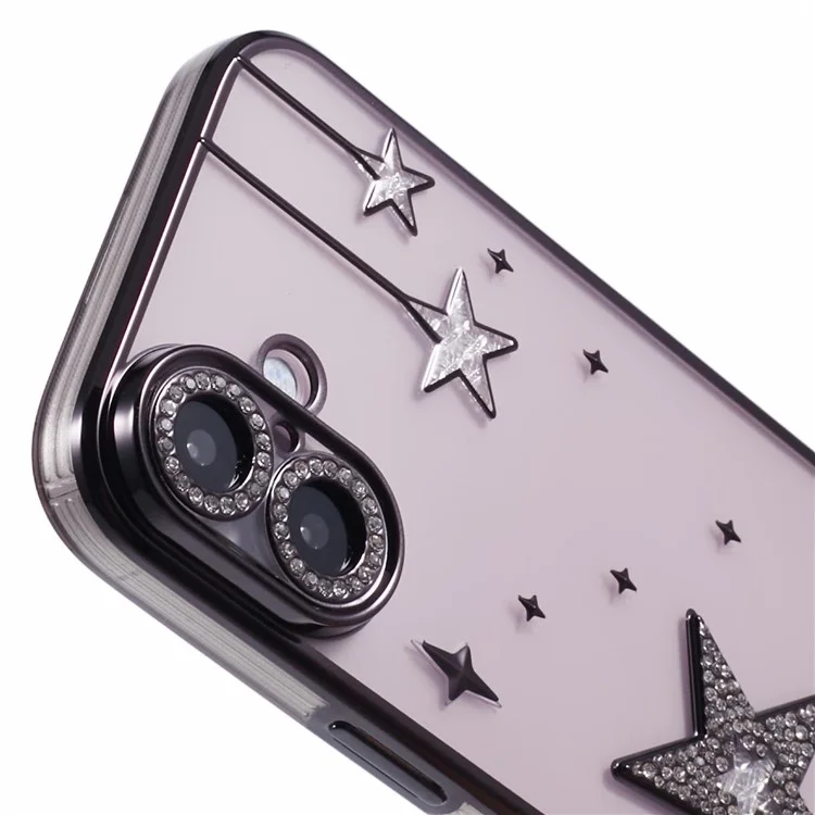 Für Das Iphone 16 Plus Case 3D Blingstars Elektrieren TPU Clear Phone Case - Schwarz