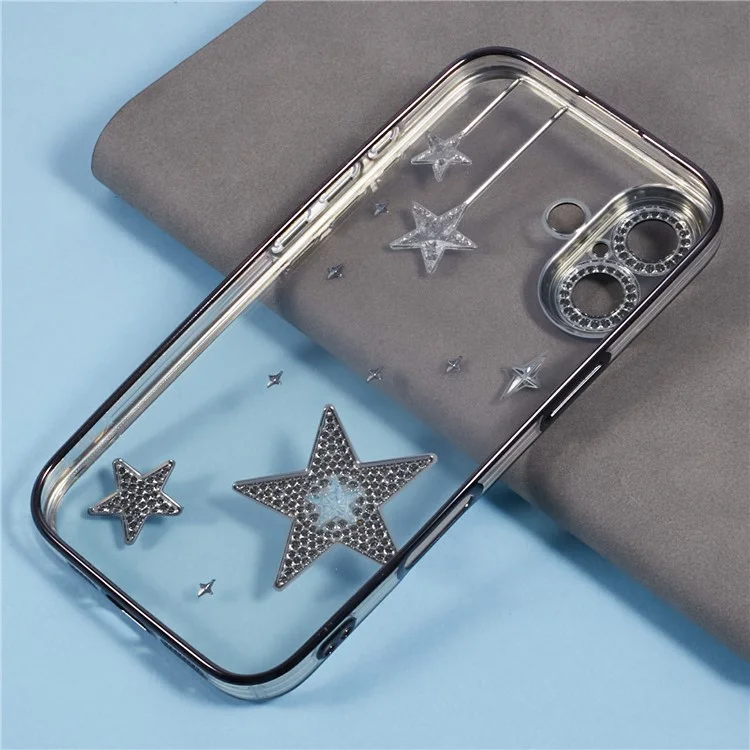 Für Das Iphone 16 Plus Case 3D Blingstars Elektrieren TPU Clear Phone Case - Schwarz