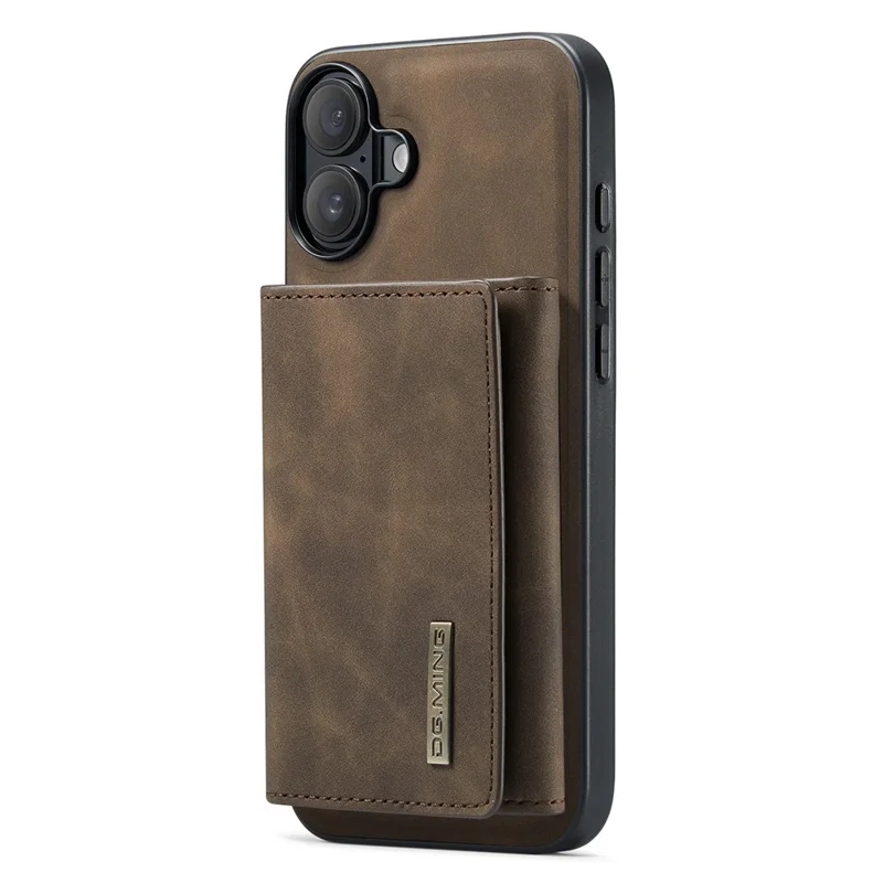 Текущий. Серия Ming M1 Для Iphone 16 Case Case Stand pu Phone Cope с Съемным Кошельком - Кофе