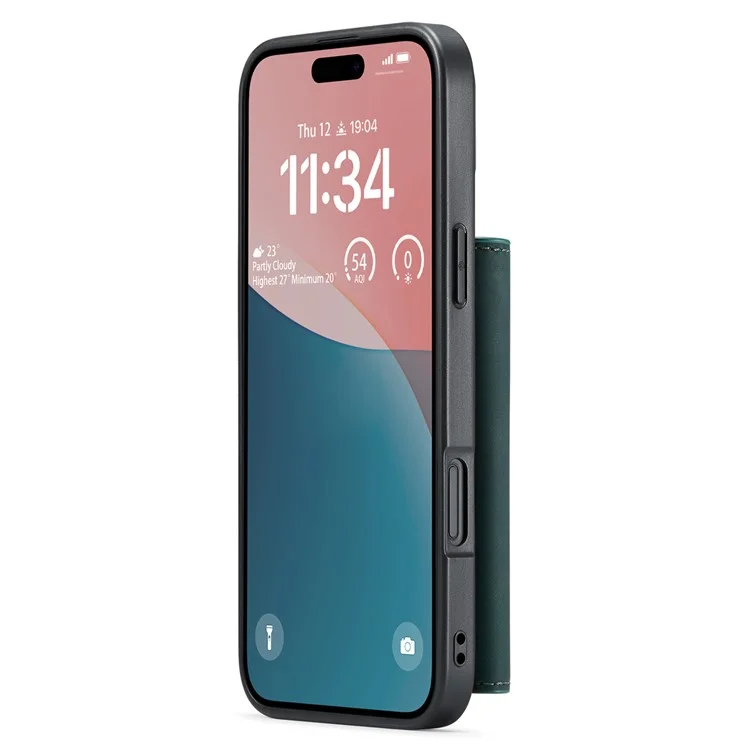 Dg. Ming M1 -serie Für Iphone 16 Plus Case Kickstand PU -telefonabdeckung Mit Abnehmbarer Brieftasche - Grün
