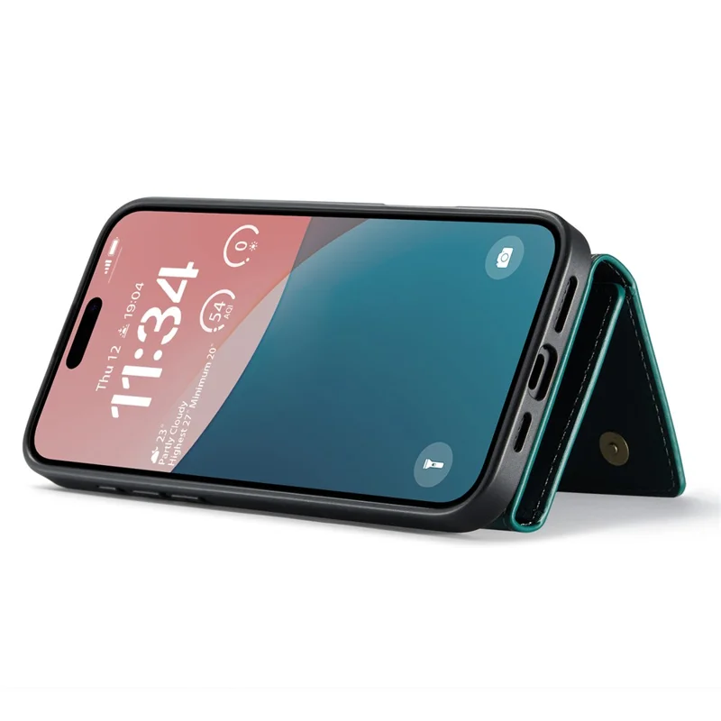 Dg. Ming M1 -serie Für Iphone 16 Plus Case Kickstand PU -telefonabdeckung Mit Abnehmbarer Brieftasche - Grün