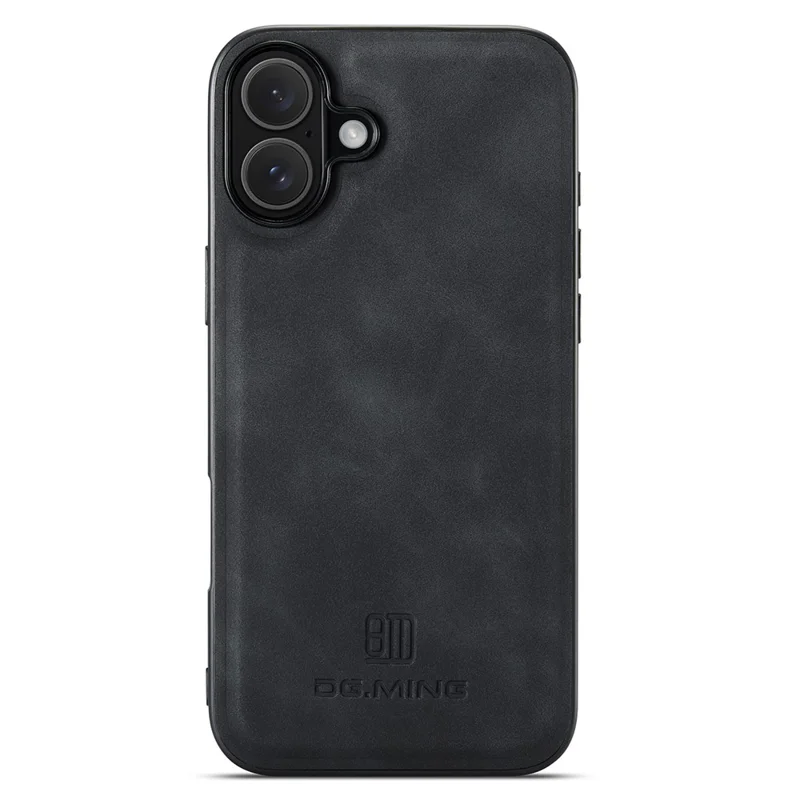 DG.MING Para iPhone 16 Case PU Leather+PC+TPU Hybrid Phone Cover - Preto